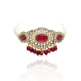 Samaira Polki Choker Set - Red - The Pashm