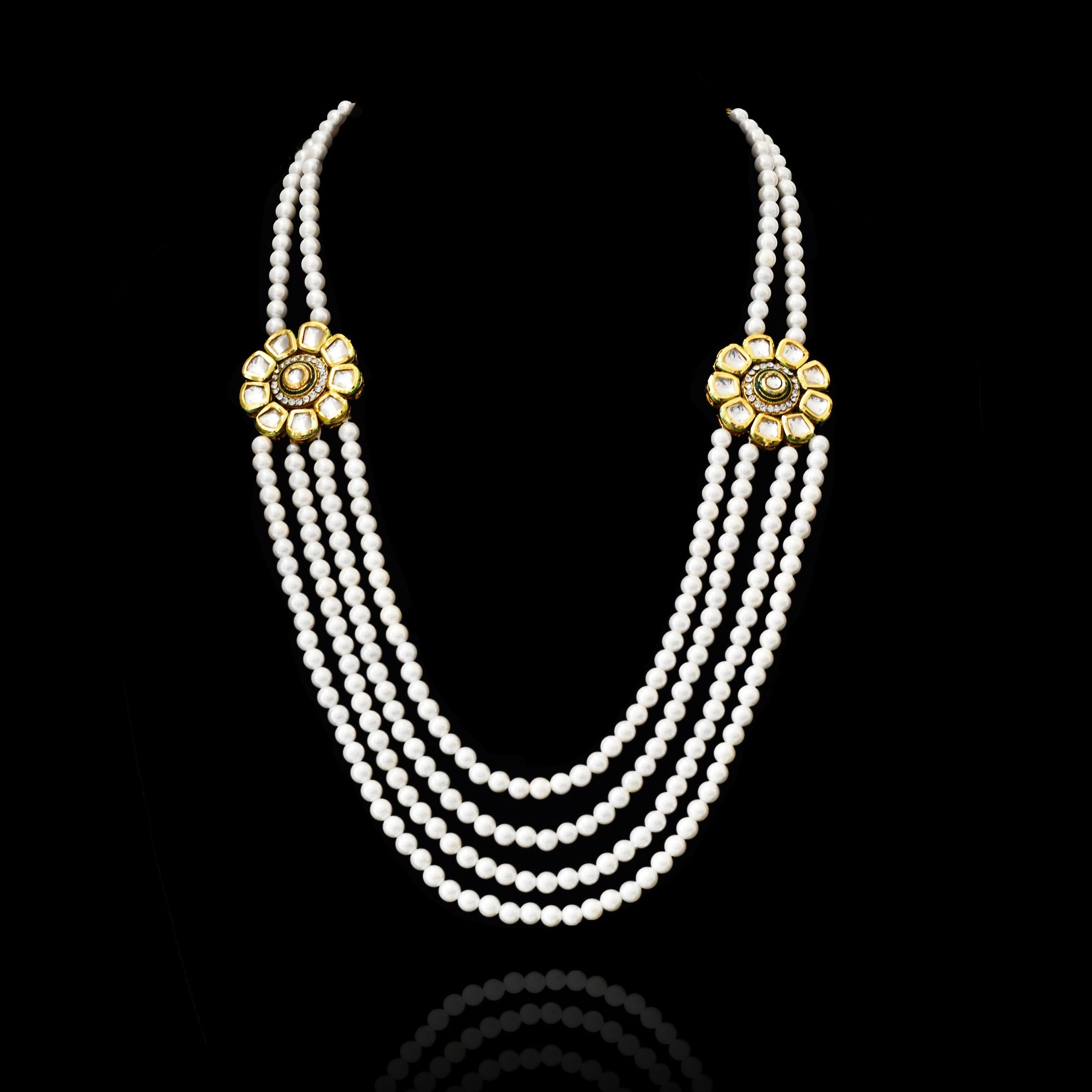 Aqsa Multilayer Pearl Kundan Necklace - The Pashm