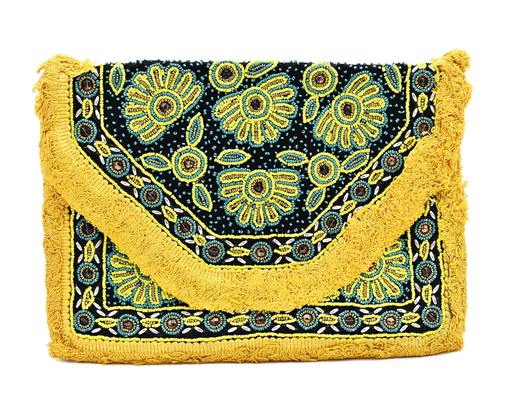 Clover Boho Embroidered Bead Bag - The Pashm
