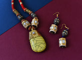 Yellow Large Stone Pendant Set -The Pashm