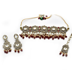 Saira Antique Red Choker Set - The Pashm