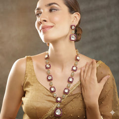 Ritvi Prehnite Moissanite Necklace Set