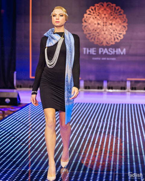 Periwinkle Blue Embroidered Shawl - The Pashm