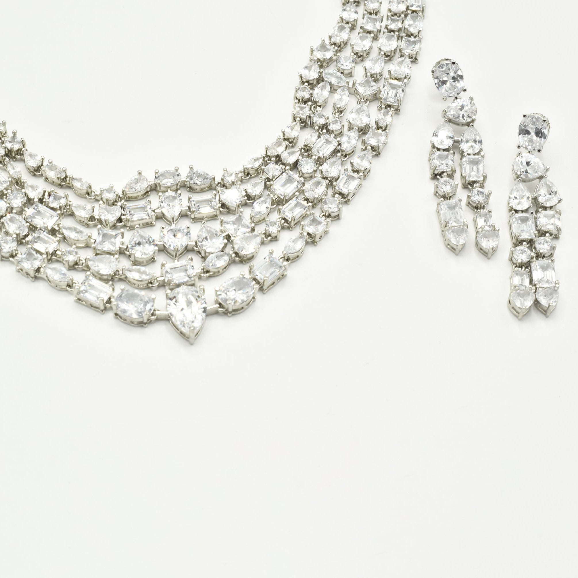 Kaia Multi-Layer American Diamond Necklace Set - The pashm