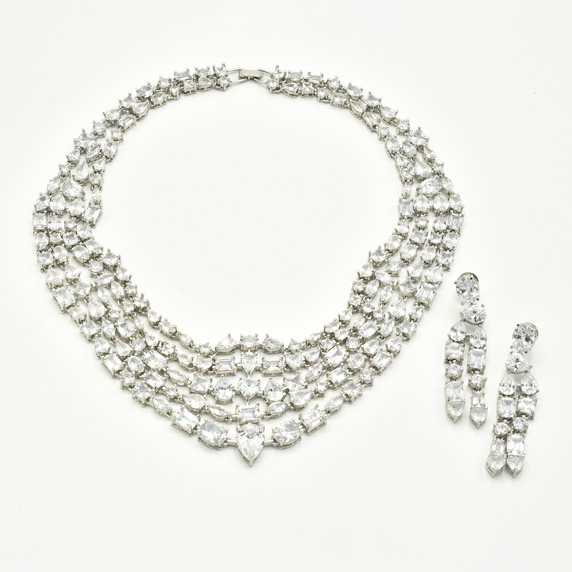 Kaia Multi-Layer American Diamond Necklace Set - The pashm