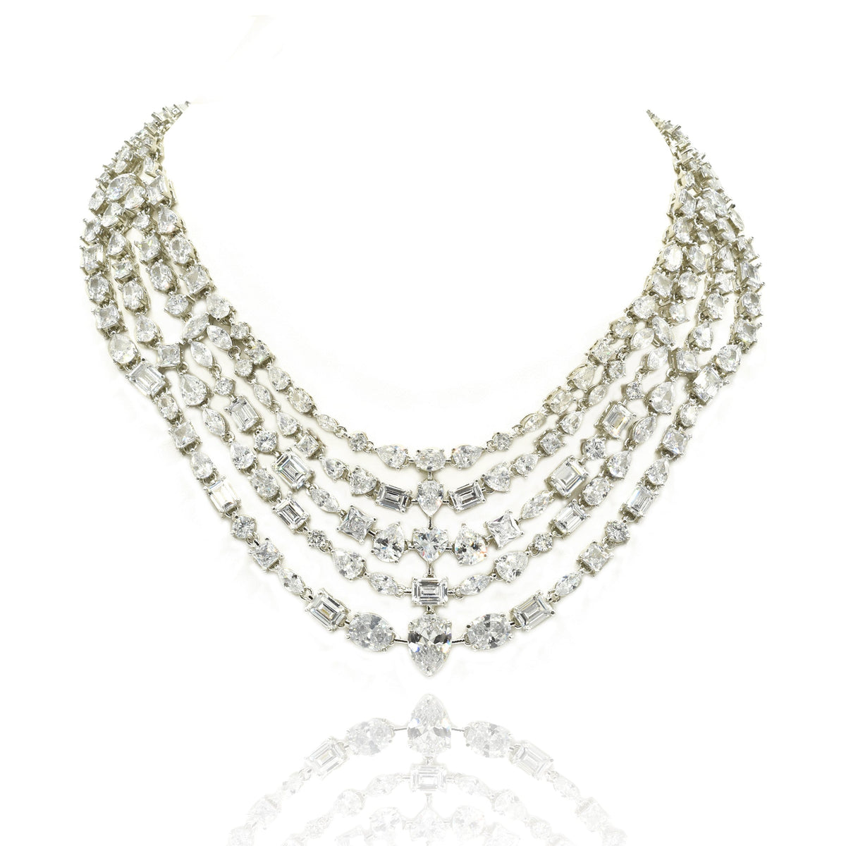 Kaia Multi-Layer American Diamond Necklace Set - The pashm