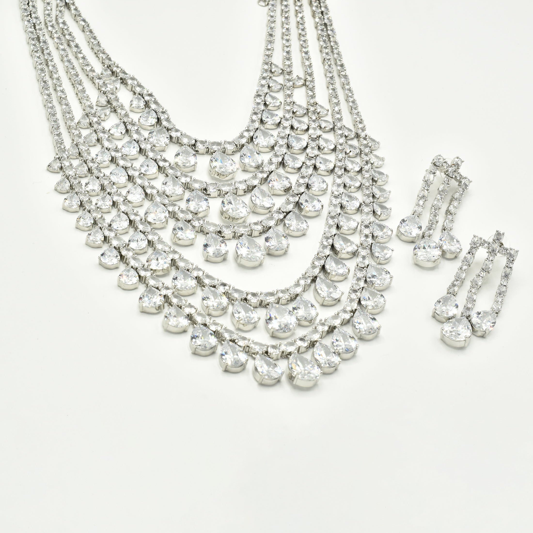 Zunaira American Diamond Layered Statement Necklace