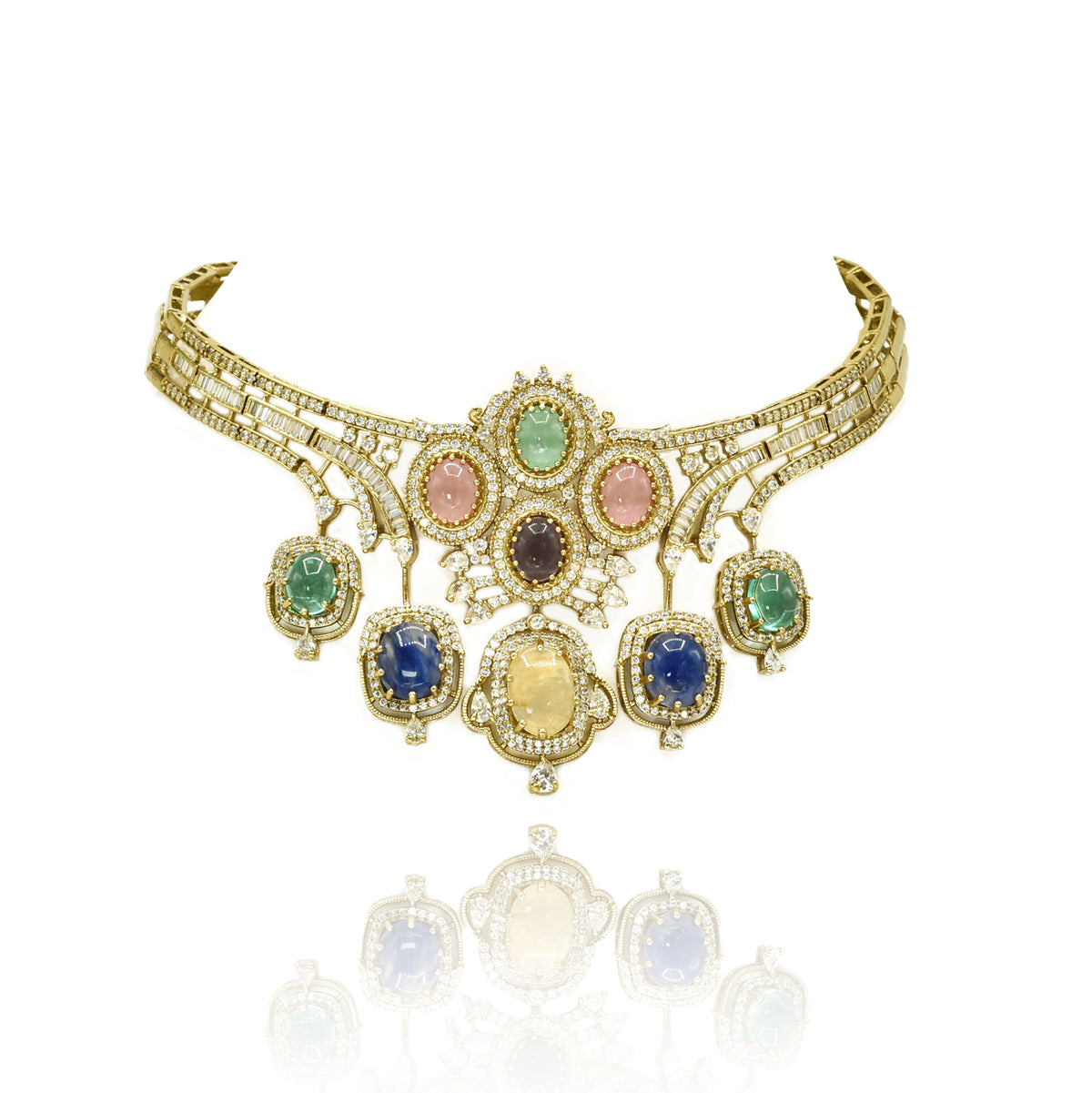 Aarisha Royal Mosaic Multicolor Cabochon Choker - The pashm
