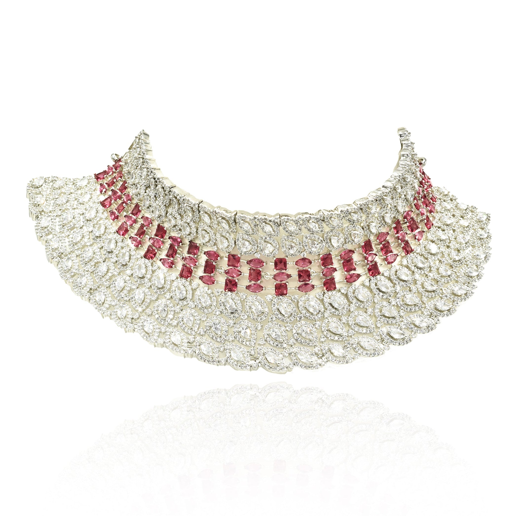 Deeza Ruby Pink American Diamond Choker - The Pashm