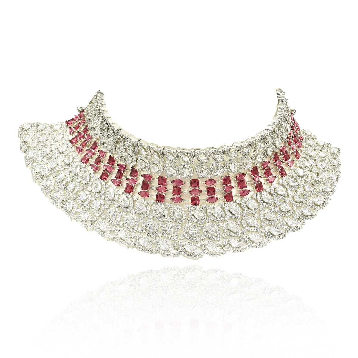 Deeza Ruby Pink American Diamond Choker - The Pashm