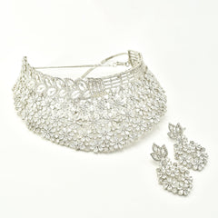 Chandani Floral American Diamond Bridal Choker Set - The Pashm