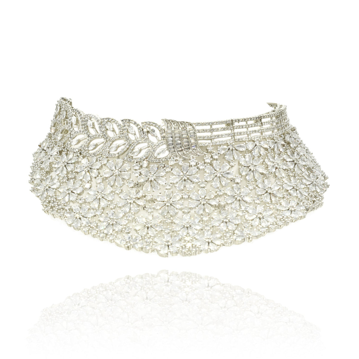 Chandani Floral American Diamond Bridal Choker Set - The Pashm