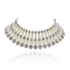 Enora Lavender Violet American Diamond Bridal Choker Set - The Pashm
