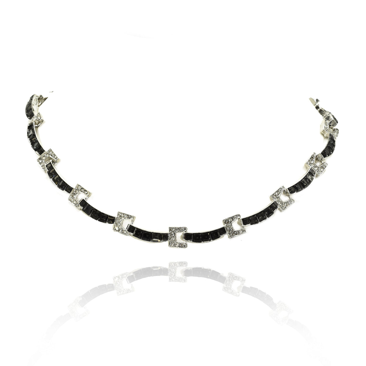 Elara Black & White American Diamond Tennis Necklace Set - the Pashm