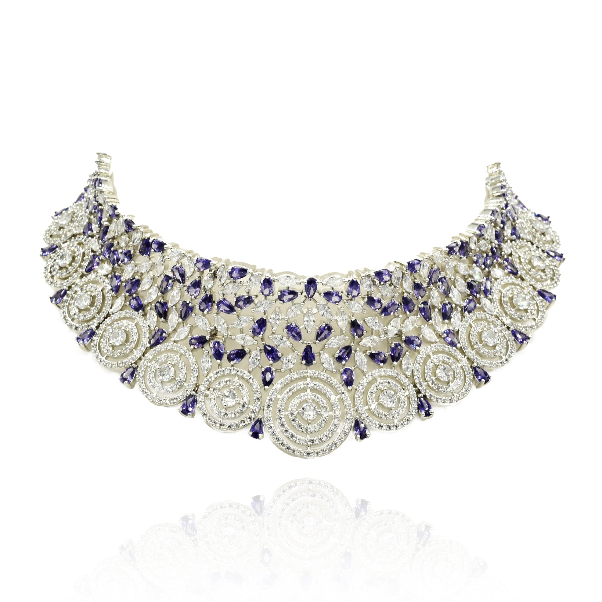 Serena Violet American Diamond Choker Set - The pashm