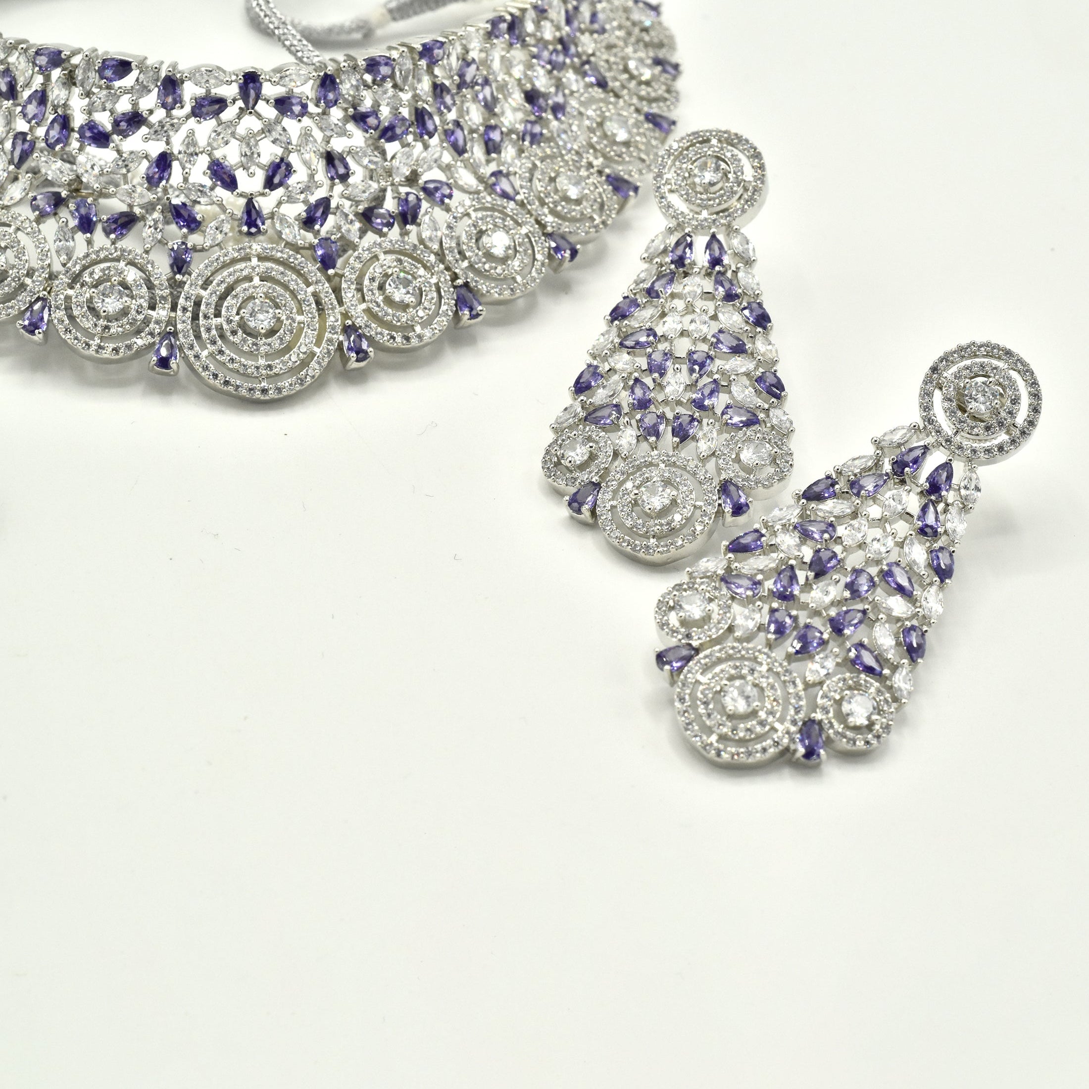 Serena Violet American Diamond Choker Set - The pashm