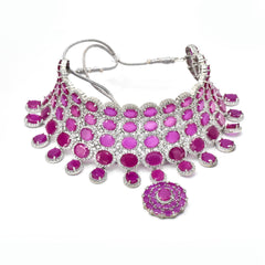 Amelia Pink Diamond Choker Set - The Pashm