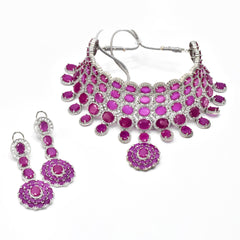 Amelia Pink Diamond Choker Set - The Pashm