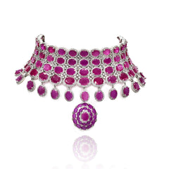 Amelia Pink Diamond Choker Set - The Pashm