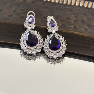 Ela Purple American Diamond Earrings - The Pashm