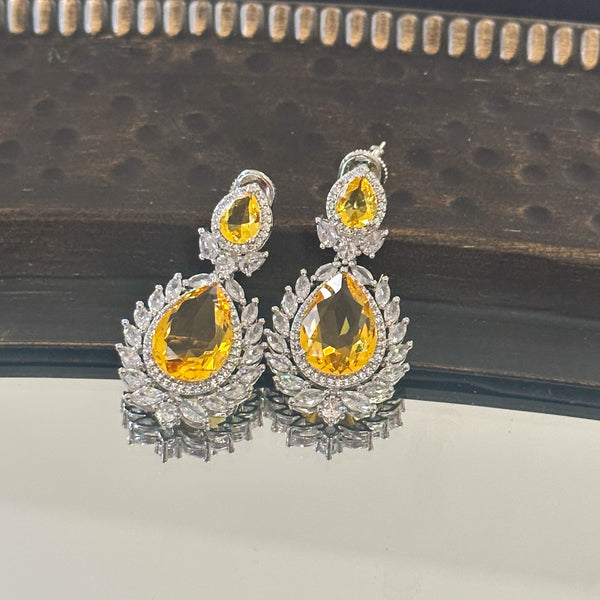 Ela Yellow American Diamond Earrings - The Pashm