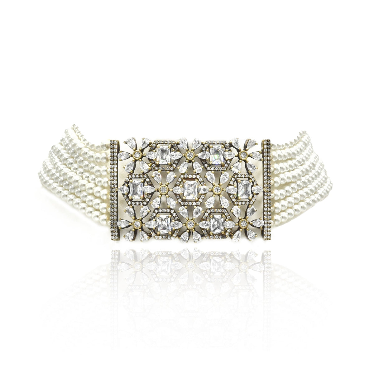 Trisha Pearl & Floral Crystal Choker - the Pashm