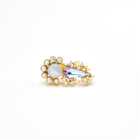 Beena Semi Precious Moon Crystal Ring - Tje Pashm