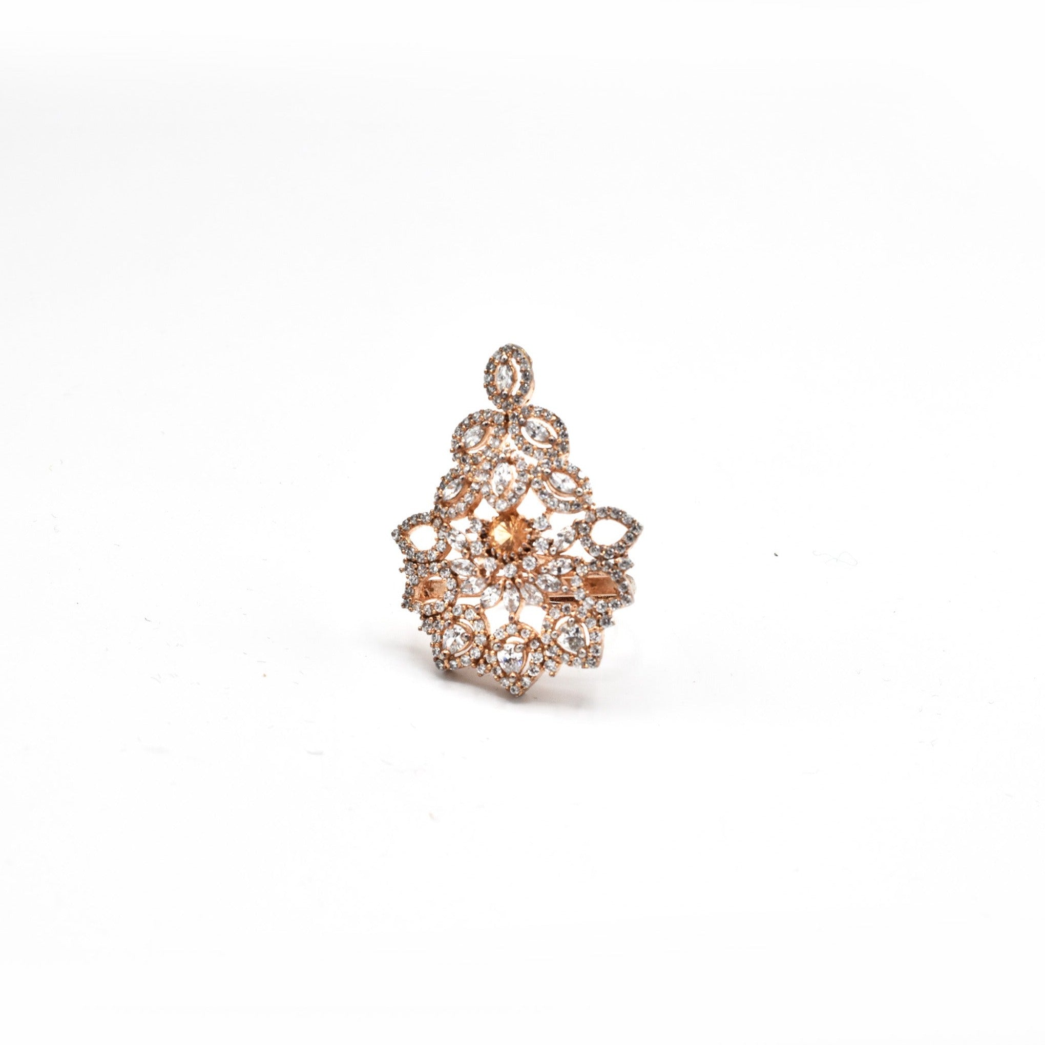 Medha Rose Gold Studded Ring - The Pashm