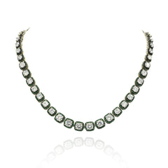 Veya American Diamond Tennis Necklace Set Green - the pashm