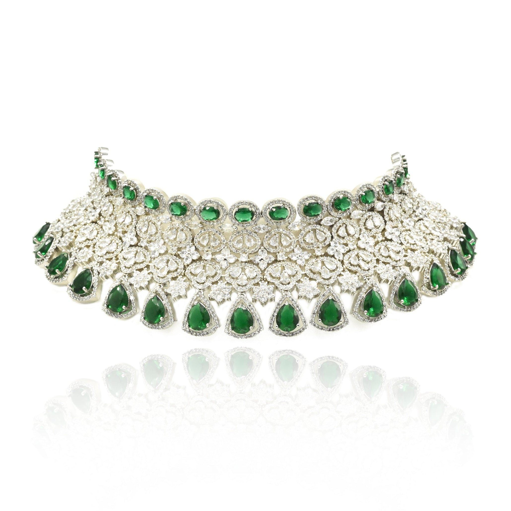 Yuti Emerald Green American Diamond Choker- The pashm