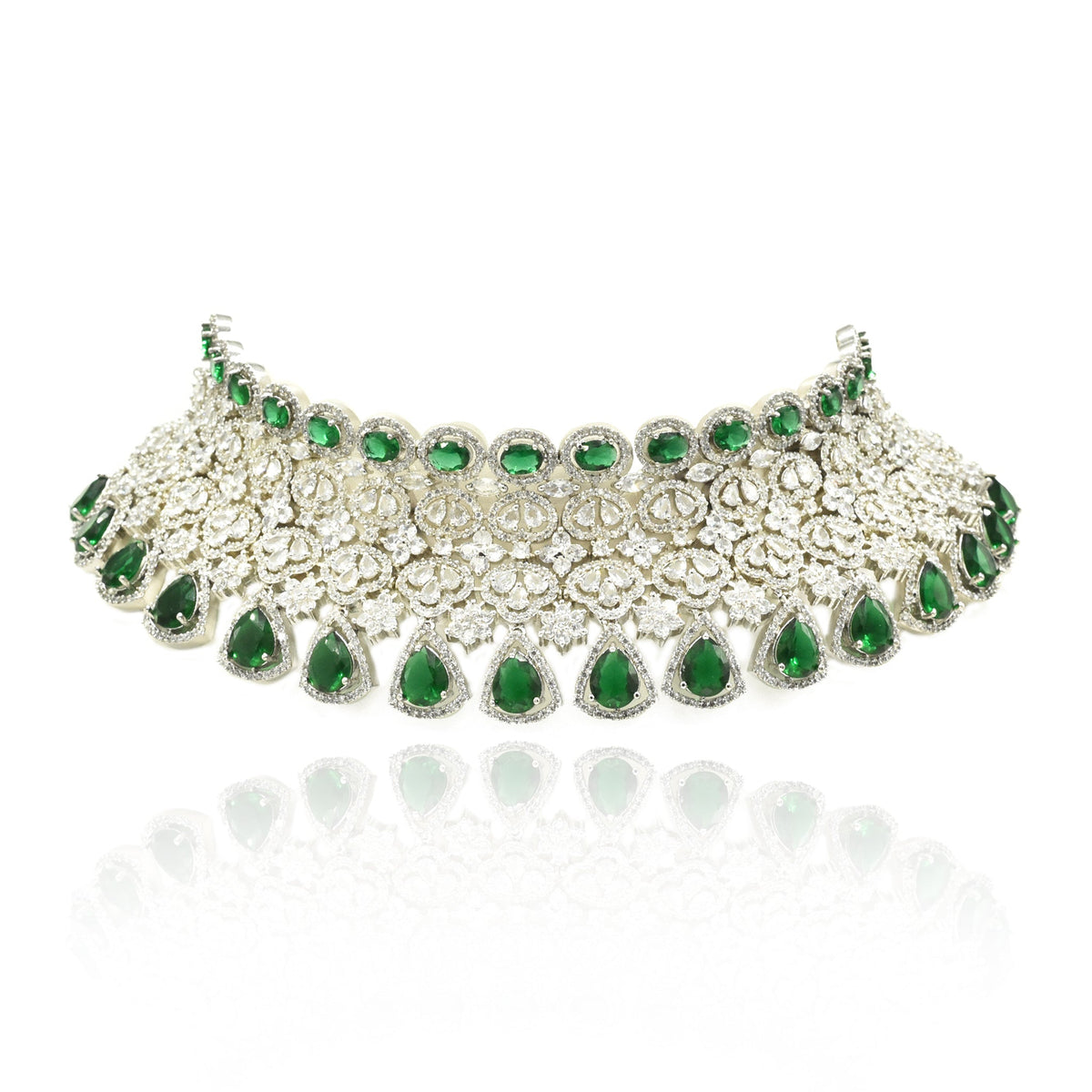 Yuti Emerald Green American Diamond Choker- The pashm
