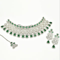 Yuti Emerald Green American Diamond Choker- The pashm