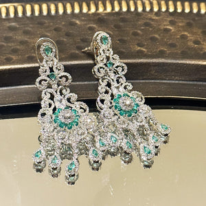 Hailey American Diamond Earrings Mint - The Pashm