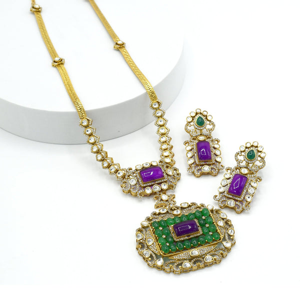 Anaira Purple Stone Encrusted Necklace - The Pashm