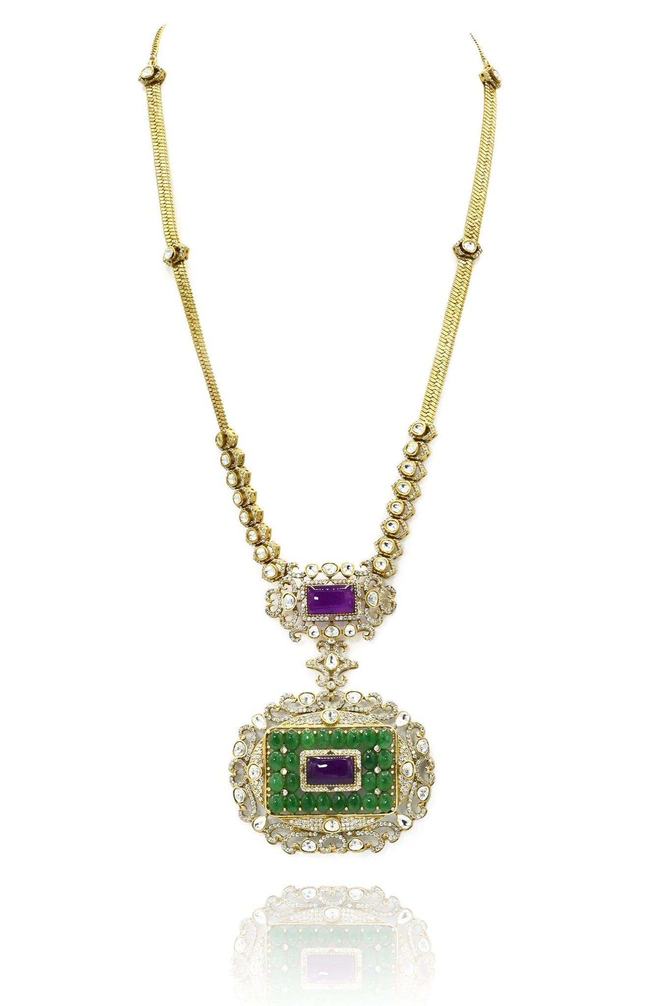 Anaira Purple Stone Encrusted Necklace - The Pashm