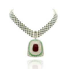 Ruhani Emerald Pearl Choker Necklace red - The Pashm