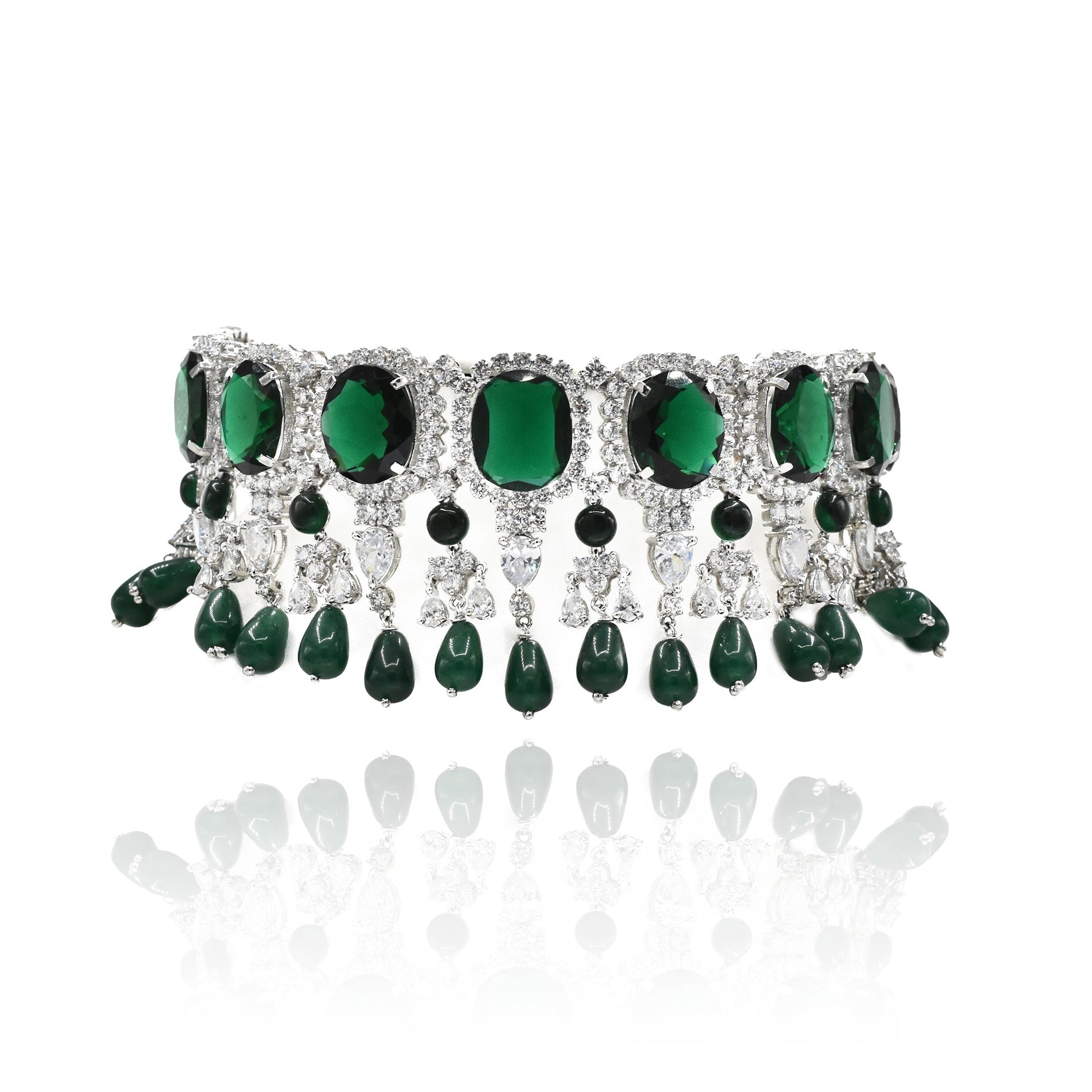 Akiraa Green Diamond Choker Set - The Pashm