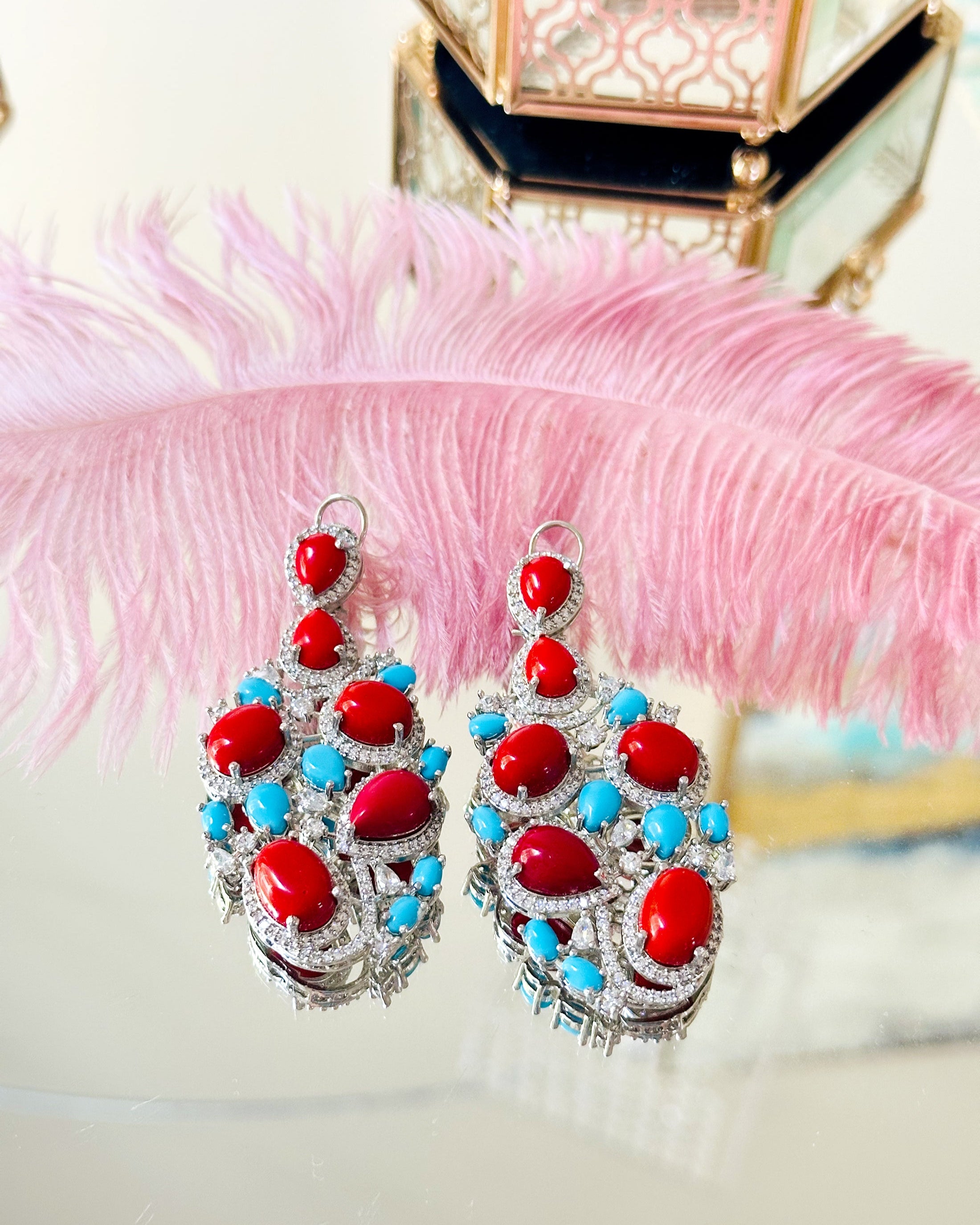 Myla Turquoise Red Stone Earrings - The Pashm