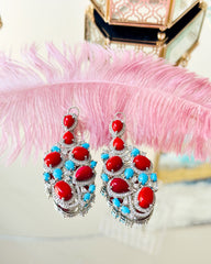 Myla Turquoise Red Stone Earrings - The Pashm
