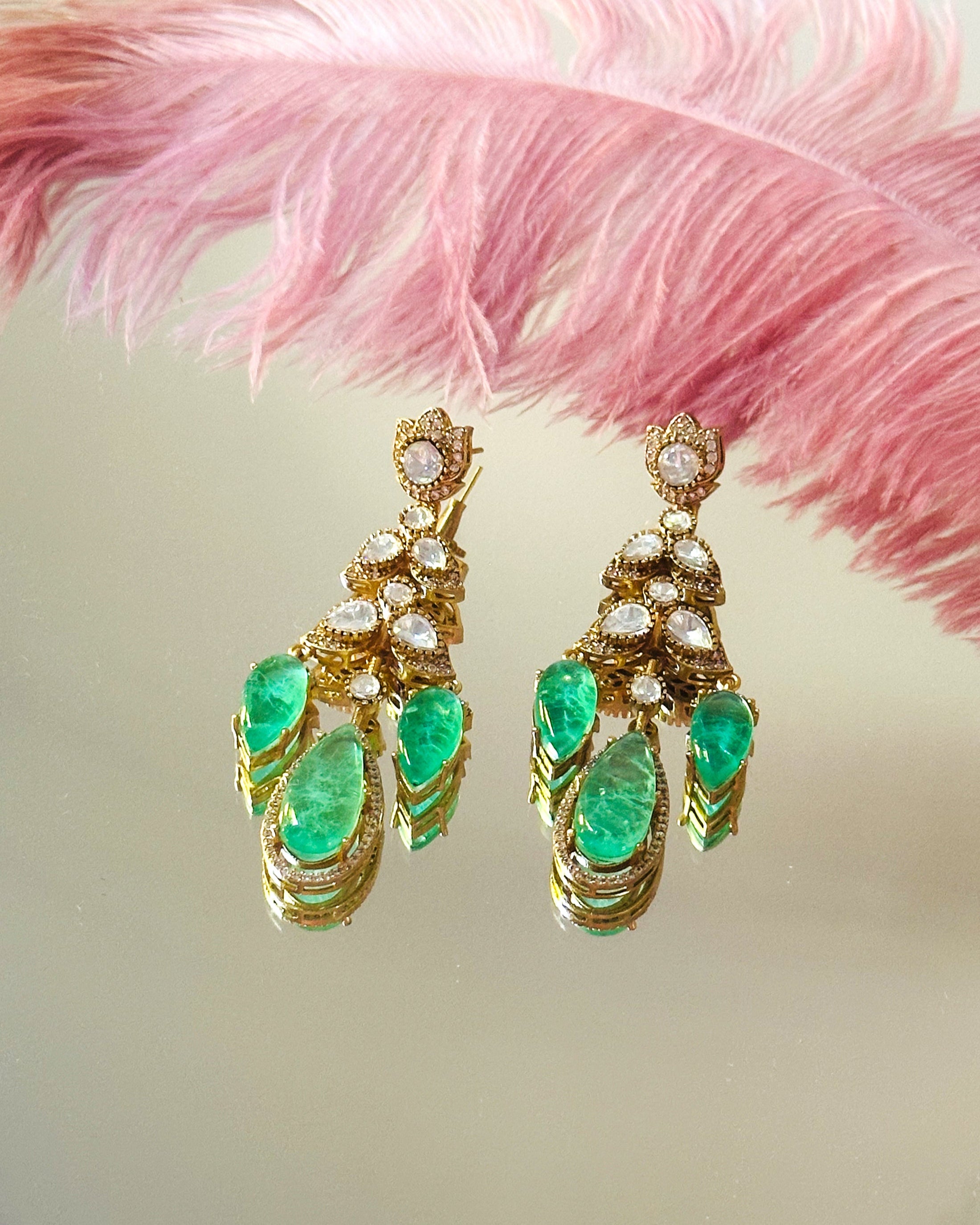 Riley Polki Studded Mint Earrings  The Pashm