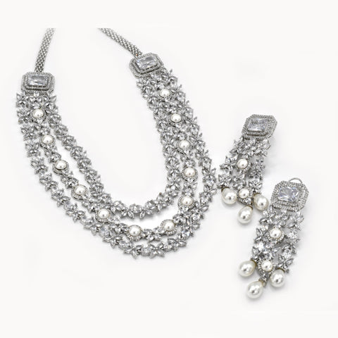 Zena Pearl Diamond Necklace Set