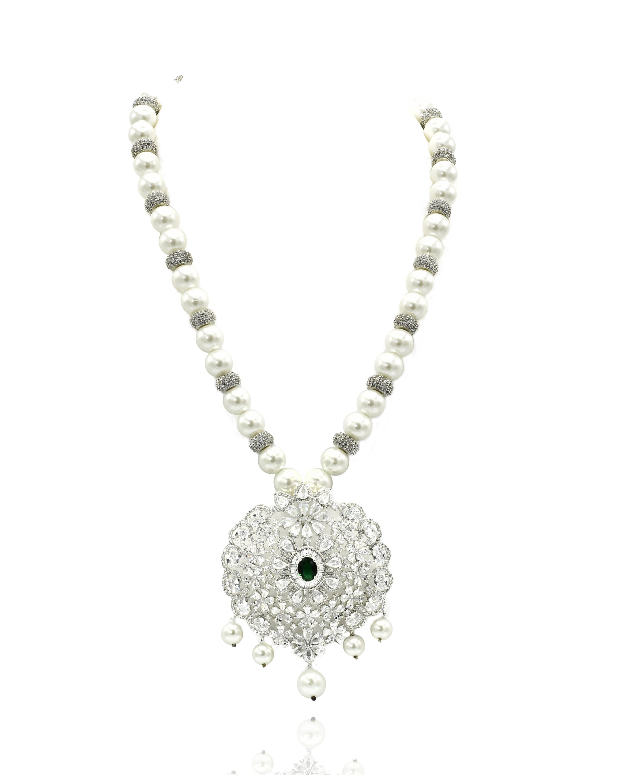 Vanya American Diamond Studded Pearl Necklace - The Pashm