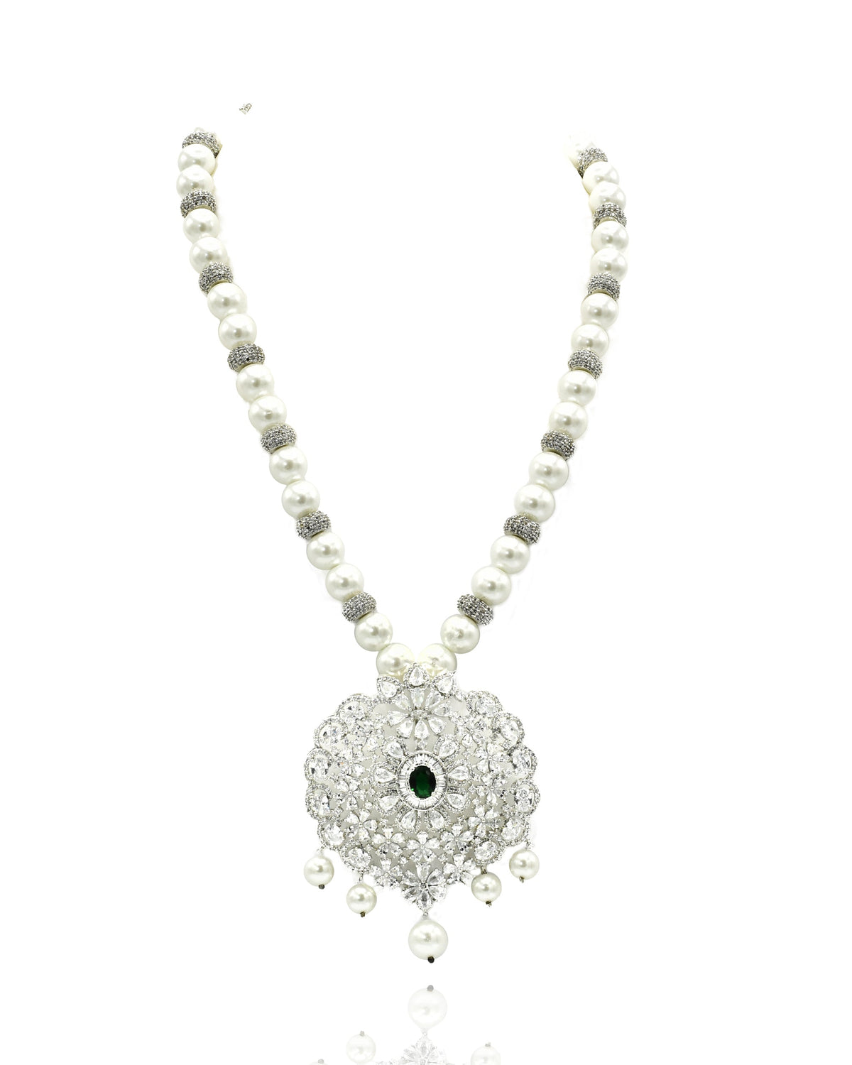Vanya American Diamond Studded Pearl Necklace - The Pashm