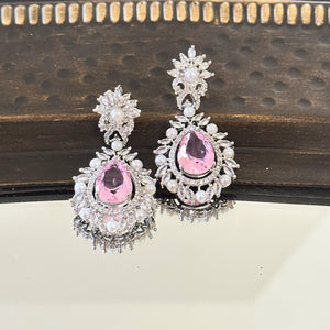 Nora Pink Pearl American Diamond Earrings - The pashm