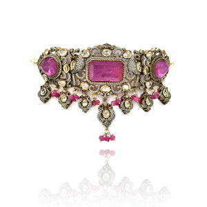 Marissa Diamond Studded Antique Pink Choker - The Pashm