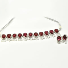 Shreeka Oval American Diamond Choker Necklace - The pashm