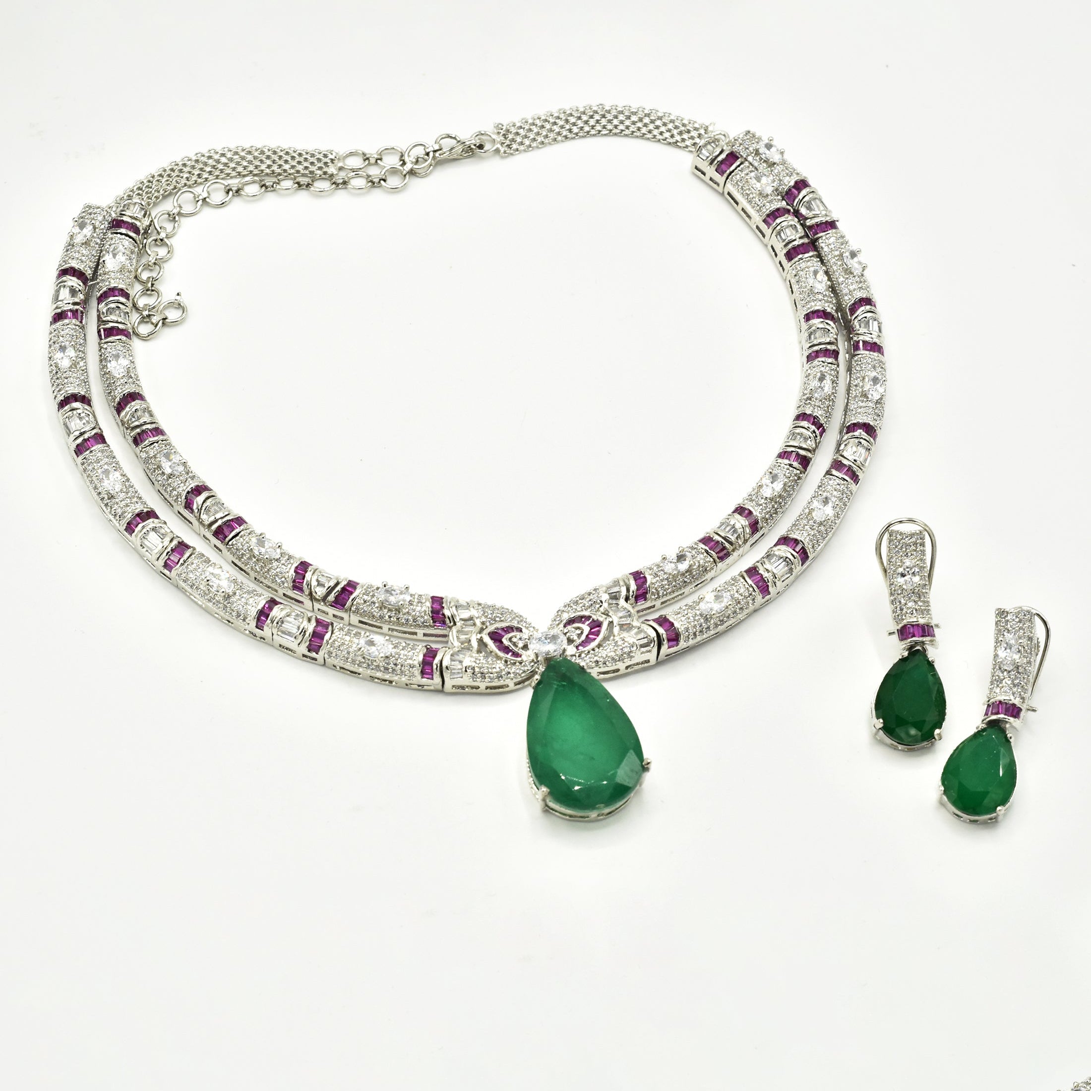 Zuena Emerald Drop Hasli Necklace Set - The Pashm