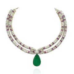 Zuena Emerald Drop Hasli Necklace Set - The Pashm