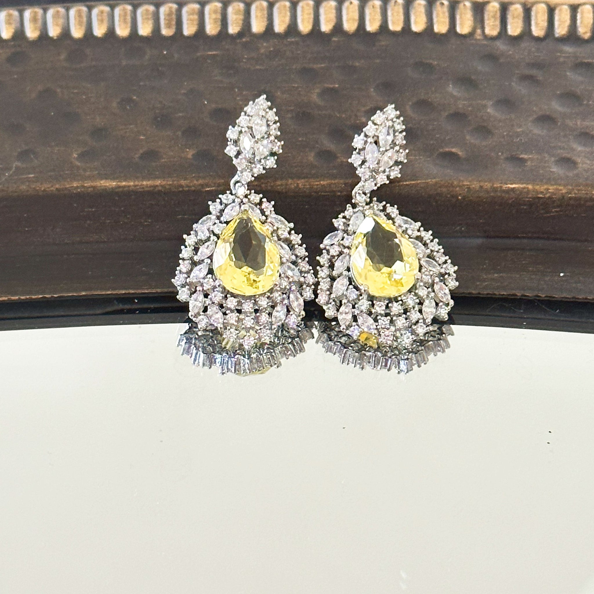Amelia Yellow American Diamond Earrings - The Pashm