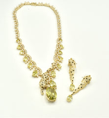 Sheba Panther Statement Necklace Set with Yellow Stones & American Diamonds